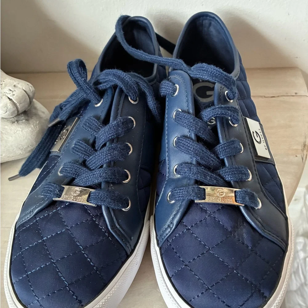 Guess Navy Quilted Lace-Up Sneakers - Picture 1 of 6